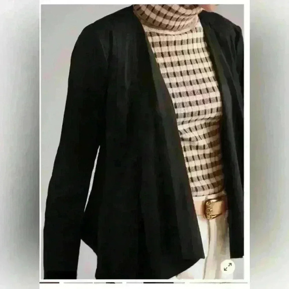 Anthropologie Hutch Black faux Suede Draped Front Jacket size Large - Picture 2 of 11
